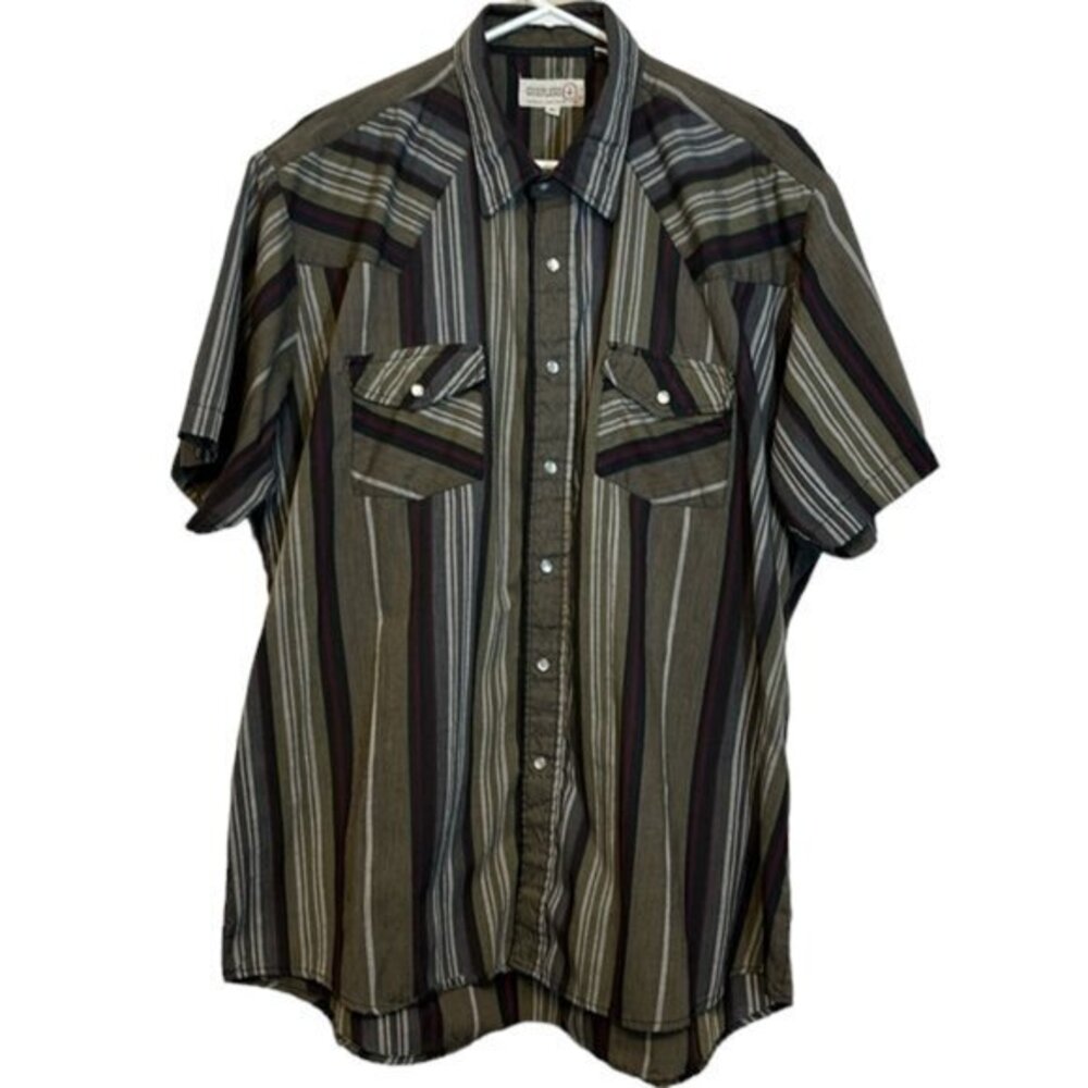 Vintage Sheplers Western Striped Shirt Pearl Snap Button Down Size XL GUC #0939